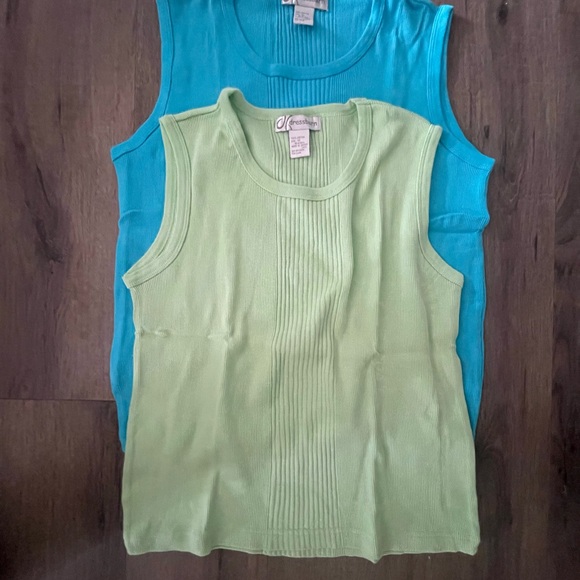 Dressbarn Blue and Green Ribbed Sleeveless Sweater tanks - Picture 1 of 3